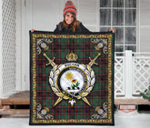 Buchan Ancient Tartan Crest Premium Quilt - Celtic Thistle Style