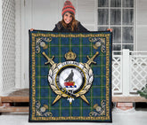 Clelland Tartan Crest Premium Quilt - Celtic Thistle Style