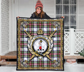 Dennistoun Tartan Crest Premium Quilt - Celtic Thistle Style