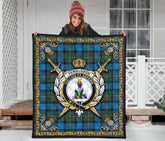 Fergusson Ancient Tartan Crest Premium Quilt - Celtic Thistle Style