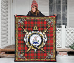 Monypenny Tartan Crest Premium Quilt - Celtic Thistle Style