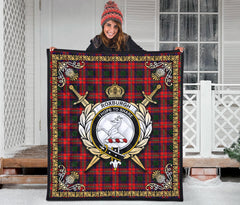 Roxburgh District Tartan Crest Premium Quilt - Celtic Thistle Style
