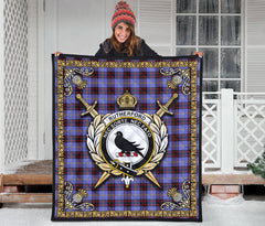 Rutherford Tartan Crest Premium Quilt - Celtic Thistle Style
