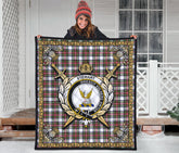 Stewart Dress Modern Tartan Crest Premium Quilt - Celtic Thistle Style