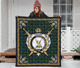 Stewart Hunting Modern Tartan Crest Premium Quilt - Celtic Thistle Style