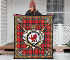 Stewart (Stuart) of Bute Tartan Crest Premium Quilt - Celtic Thistle Style