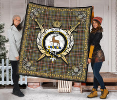 Scott Green Weathered Tartan Crest Premium Quilt - Celtic Thistle Style