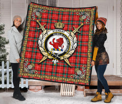 Stewart (Stuart) of Bute Tartan Crest Premium Quilt - Celtic Thistle Style