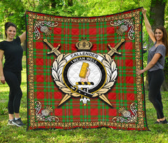 Callender Tartan Crest Premium Quilt - Celtic Thistle Style