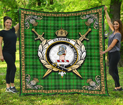Clephan (or Clephane) Tartan Crest Premium Quilt - Celtic Thistle Style