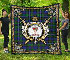 Donnachaidh Tartan Crest Premium Quilt - Celtic Thistle Style
