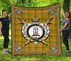 Houston Tartan Crest Premium Quilt - Celtic Thistle Style