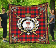 Robertson Modern Tartan Crest Premium Quilt - Celtic Thistle Style