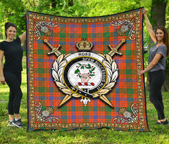 Ross Ancient Tartan Crest Premium Quilt - Celtic Thistle Style