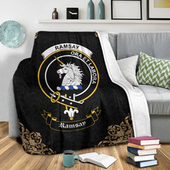 Ramsay Crest Tartan Premium Blanket Black