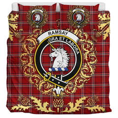 Ramsay 02 Tartan Crest Bedding Set - Golden Thistle Style
