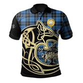 Ramsay Blue Ancient Tartan Polo Shirt Viking Wolf
