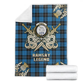 Ramsay Blue Ancient Tartan Gold Courage Symbol Blanket