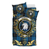 Ramsay Blue Hunting Tartan Crest Bedding Set - Golden Thistle Style