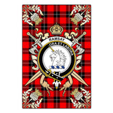 Ramsay Modern Tartan Crest Black Garden Flag - Gold Thistle Style