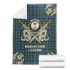 Robertson Hunting Ancient Tartan Gold Courage Symbol Blanket