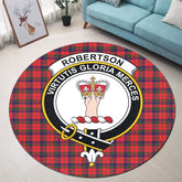Robertson Modern Tartan Crest Round Rug