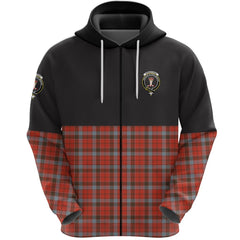 Robertson Weathered Clan Half Of Tartan Zipper Hoodie