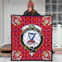 Rose Modern Tartan Crest Premium Quilt - Gold Thistle Style