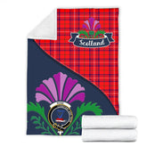 Rose Tartan Crest Premium Blanket - Thistle Style
