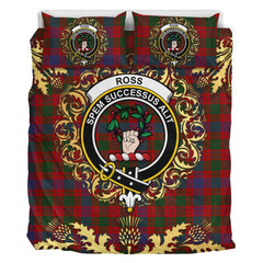 Ross 01 Tartan Crest Bedding Set - Golden Thistle Style