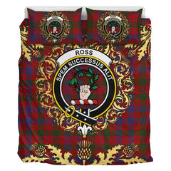 Ross 08 Tartan Crest Bedding Set - Golden Thistle Style