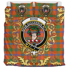 Ross Ancient Tartan Crest Bedding Set - Golden Thistle Style
