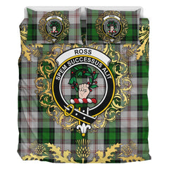 Ross Arisaid Tartan Crest Bedding Set - Golden Thistle Style