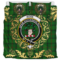 Ross Hunting 03 Tartan Crest Bedding Set - Golden Thistle Style
