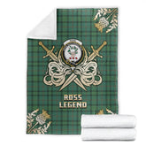 Ross Hunting Ancient Tartan Gold Courage Symbol Blanket