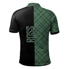 Ross Hunting Ancient Tartan Polo Shirt Half of Me - Cross Style