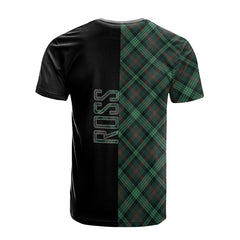 Ross Hunting Modern Tartan T-Shirt Half of Me - Cross Style