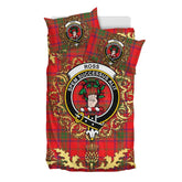Ross Modern Tartan Crest Bedding Set - Golden Thistle Style
