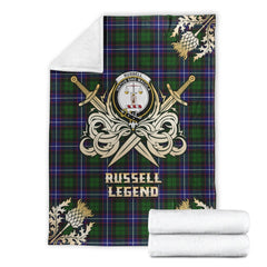 Russell Modern Tartan Gold Courage Symbol Blanket