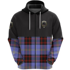 Rutherford Clan Half Of Tartan Zipper Hoodie