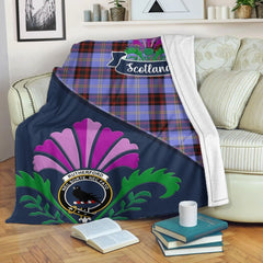 Rutherford Tartan Crest Premium Blanket - Thistle Style