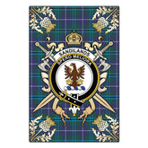 Sandilands Tartan Crest Black Garden Flag - Gold Thistle Style