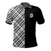 Scott Black White Modern Tartan Polo Shirt Half of Me - Cross Style