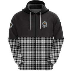 Scott Black White Modern Clan Half Of Tartan Zipper Hoodie