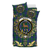 Scott Green 02 Tartan Crest Bedding Set - Golden Thistle Style
