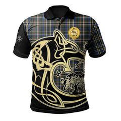 Scott Green Modern Tartan Polo Shirt Viking Wolf