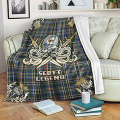 Scott Green Modern Tartan Gold Courage Symbol Blanket