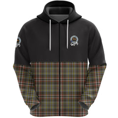 Scott Green Weathered Clan Half Of Tartan Zipper Hoodie