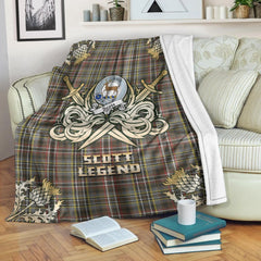 Scott Green Weathered Tartan Gold Courage Symbol Blanket