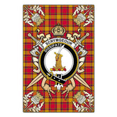 Scrymgeour Tartan Crest Black Garden Flag - Gold Thistle Style
